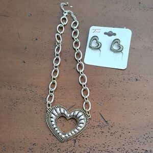 Heart Pendant Necklace and Earring Set